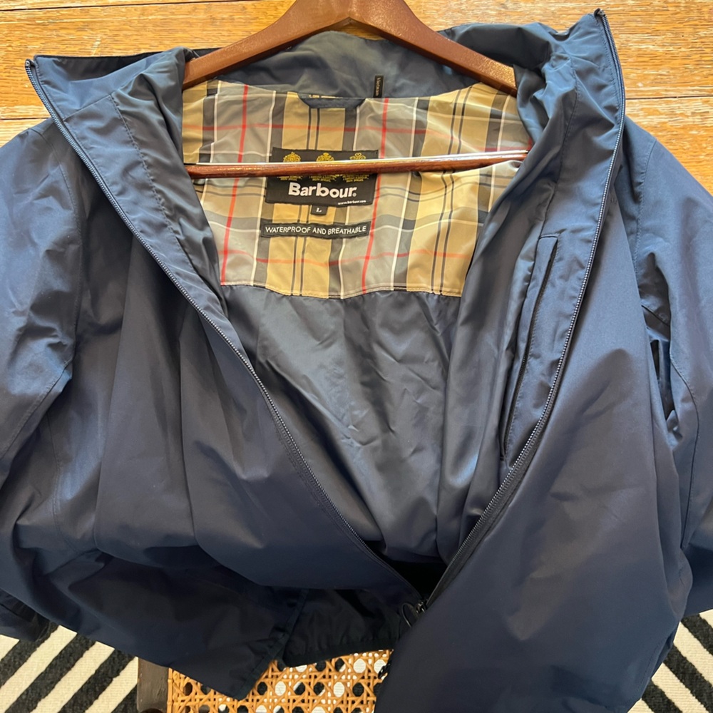 Barbour Windbreaker, Men’s L, Waterproof, Navy Blue, Excellent Condition